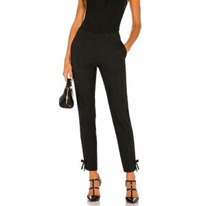 RED Valentino Spa Bow Detail Wool Cropped Trousers in Black Mid Rise Slim Pants